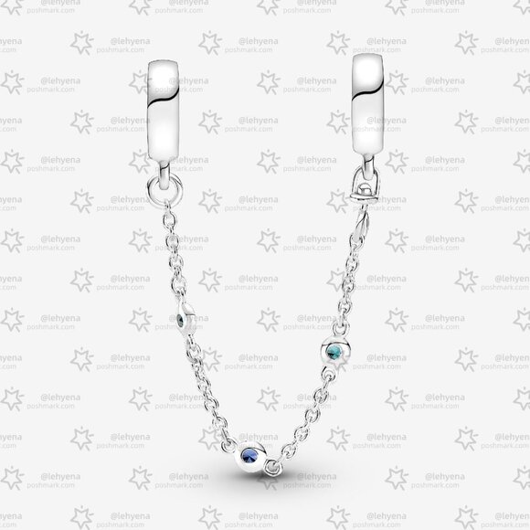 Pandora Triple Blue Stone Safety Chain - Picture 2 of 5